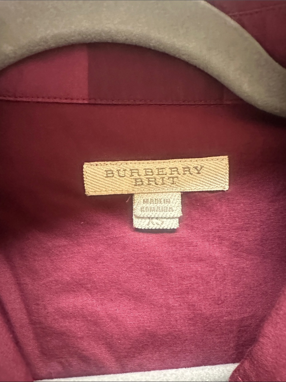 Womens Burberry Brit Burgundy Plaid Button-Front Top - xs - Picture 2 of 5